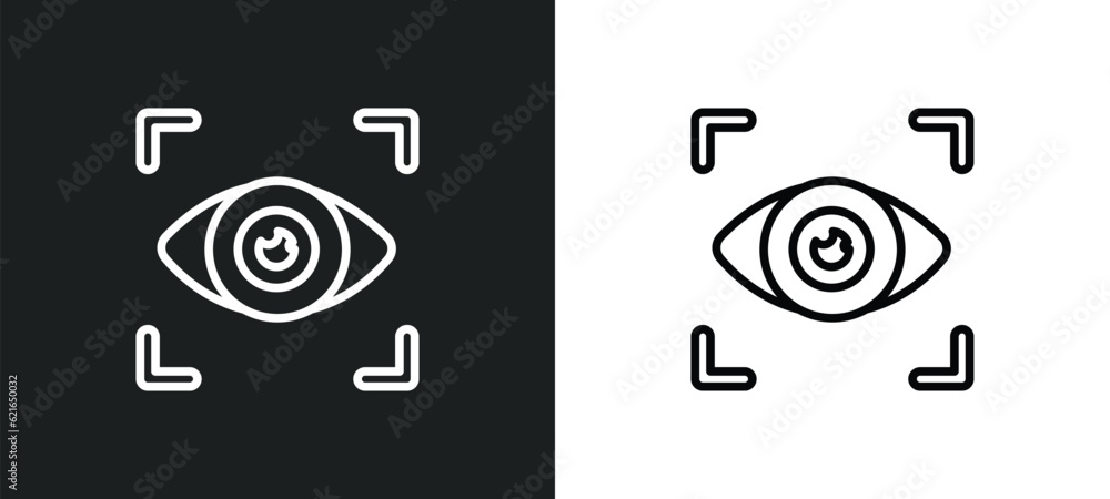 Poster view outline icon in white and black colors. view flat vector icon from big data collection for web,