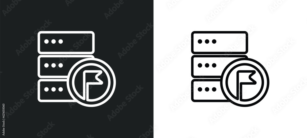 Aufkleber goals outline icon in white and black colors. goals flat vector icon from big data collection for we