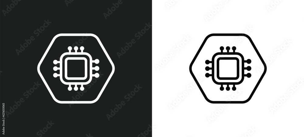 Poster hexagons outline icon in white and black colors. hexagons flat vector icon from big data collection 