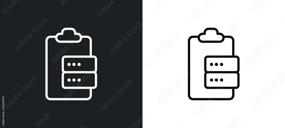 Poster survey outline icon in white and black colors. survey flat vector icon from big data collection for 