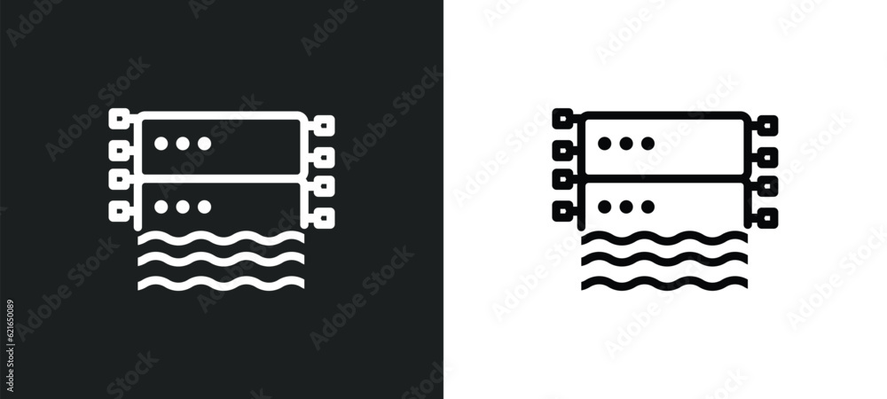 Poster streaming outline icon in white and black colors. streaming flat vector icon from big data collectio