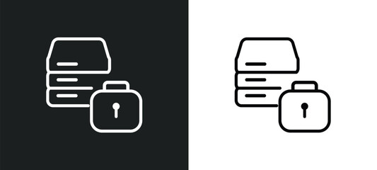 data security outline icon in white and black colors. data security flat vector icon from big data collection for web, mobile apps and ui.