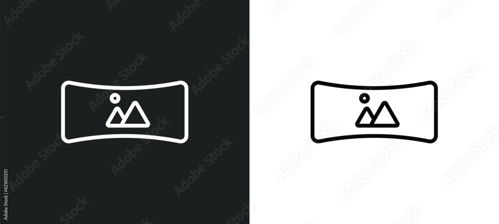 Poster panorama outline icon in white and black colors. panorama flat vector icon from augmented reality co