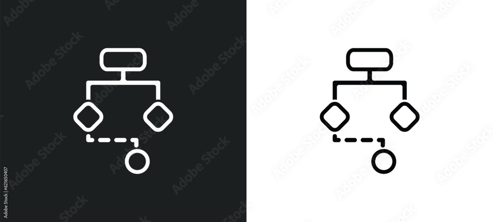 Poster aorithm outline icon in white and black colors. aorithm flat vector icon from artificial intelligenc