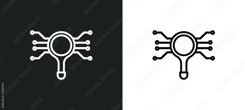 Poster data analysis outline icon in white and black colors. data analysis flat vector icon from artificial