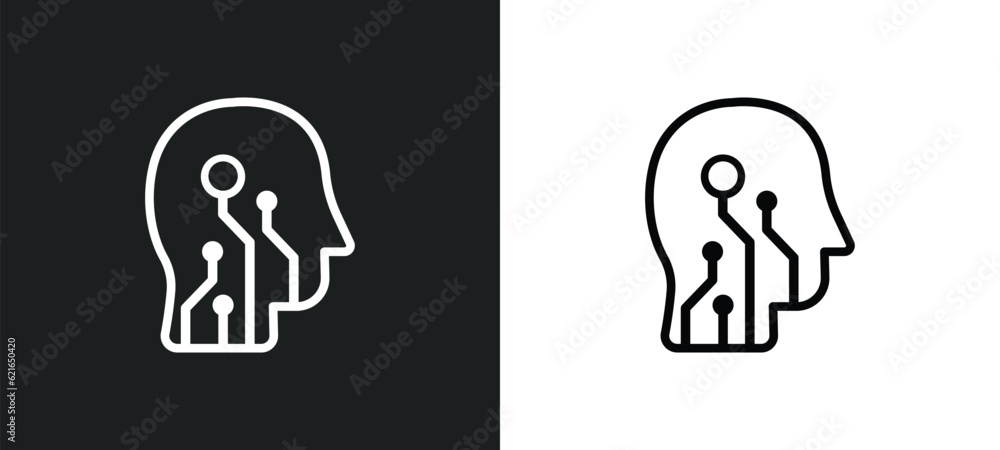 Poster robot outline icon in white and black colors. robot flat vector icon from artificial intelligence co
