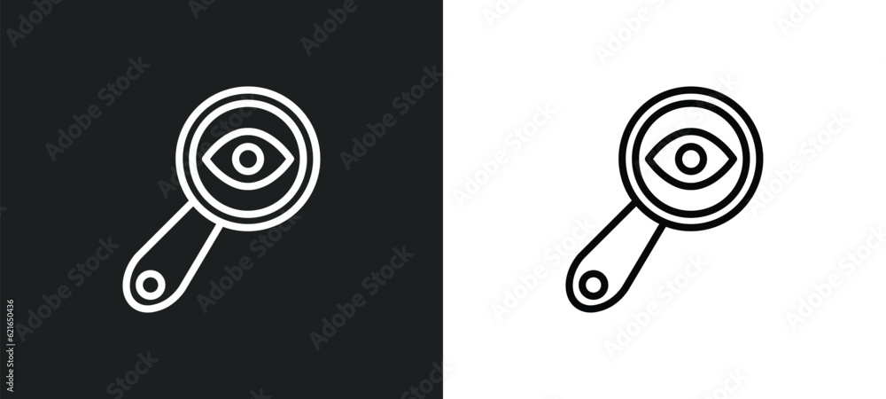 Poster detection outline icon in white and black colors. detection flat vector icon from artificial intelli