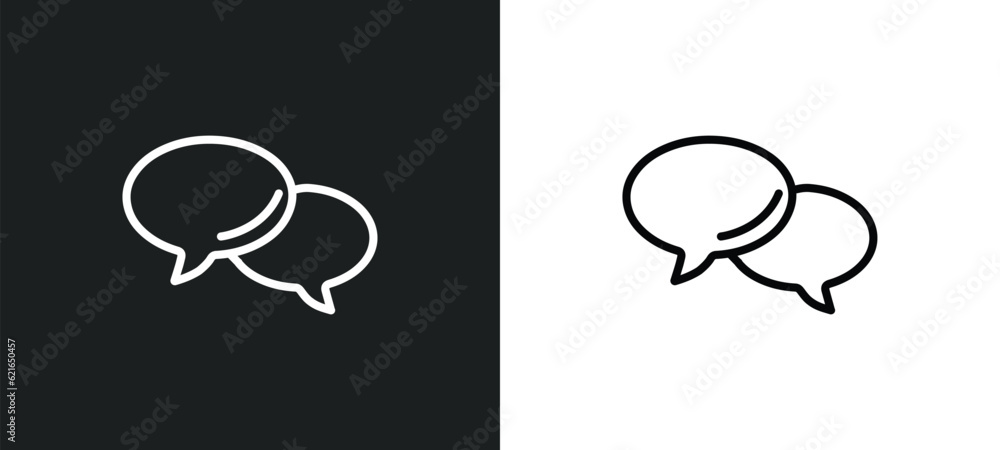 Poster speech bubble outline icon in white and black colors. speech bubble flat vector icon from artificial