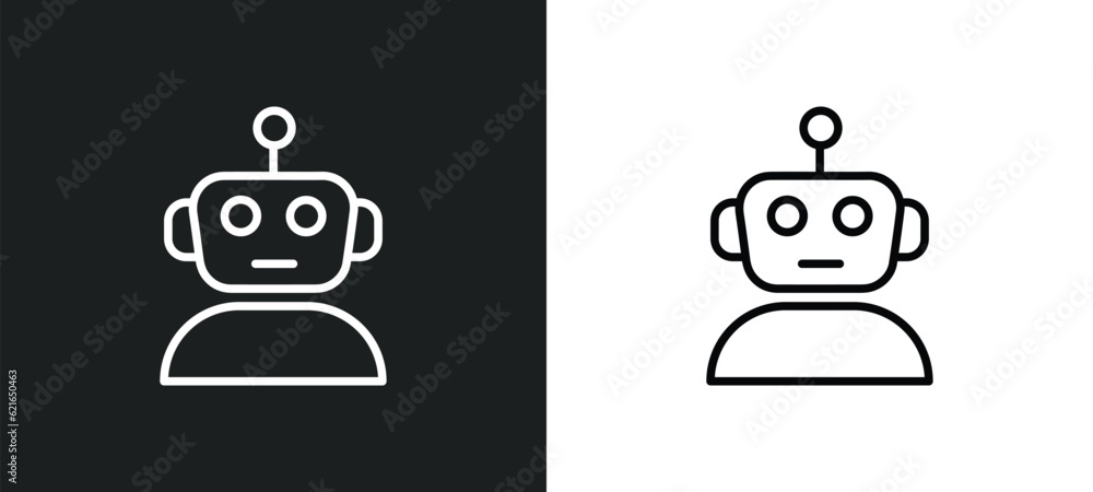 Poster robots outline icon in white and black colors. robots flat vector icon from artificial intelligence 