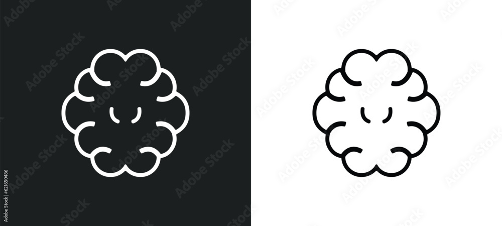 Poster brain outline icon in white and black colors. brain flat vector icon from artificial intelligence co