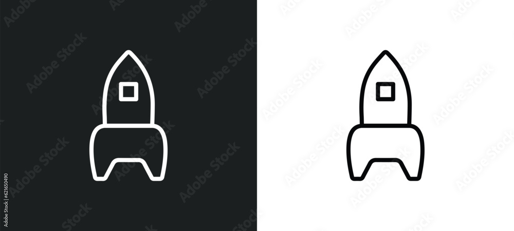 Poster rocket outline icon in white and black colors. rocket flat vector icon from artificial intelligence 