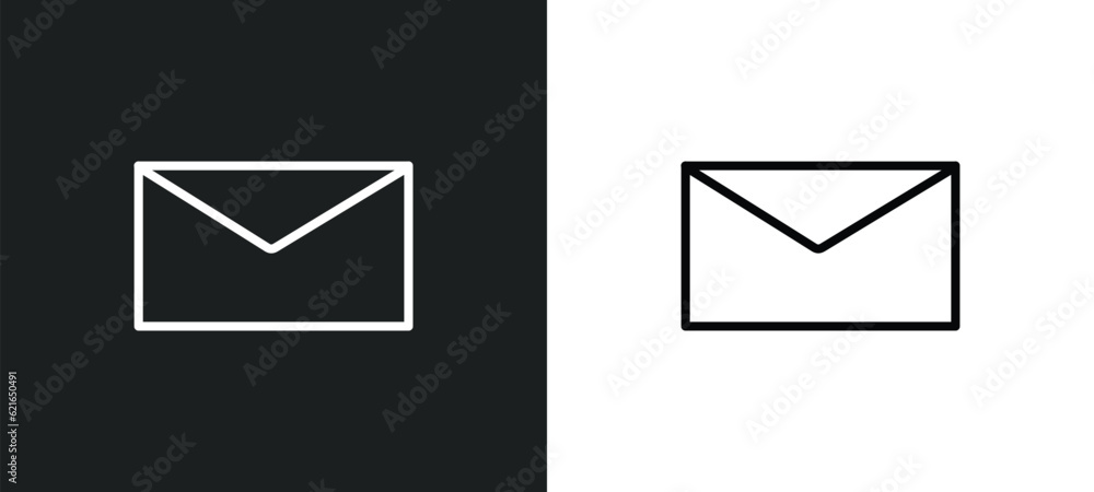 Poster mail outline icon in white and black colors. mail flat vector icon from artificial intelligence coll
