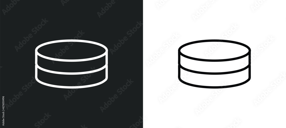 Poster database outline icon in white and black colors. database flat vector icon from artificial intellige