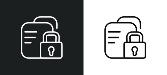 secure data outline icon in white and black colors. secure data flat vector icon from artificial intelligence collection for web, mobile apps and ui.