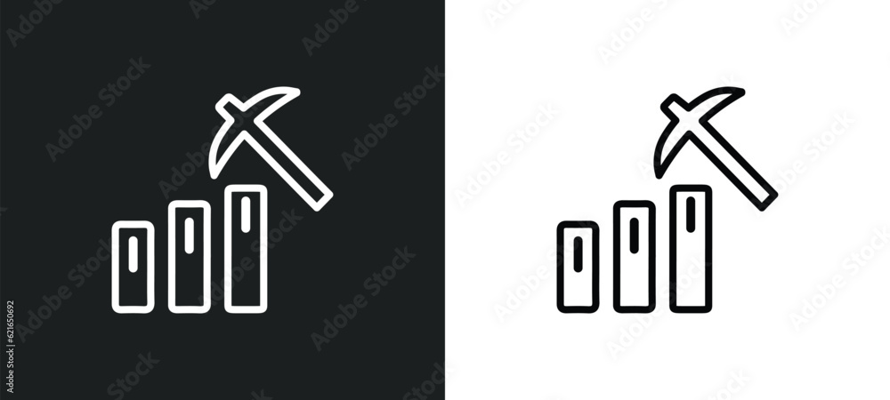 Poster data mining outline icon in white and black colors. data mining flat vector icon from artificial int