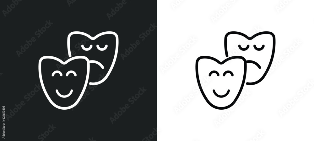 Poster act outline icon in white and black colors. act flat vector icon from art collection for web, mobile