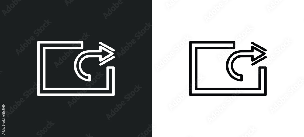 Poster extract outline icon in white and black colors. extract flat vector icon from arrows collection for 