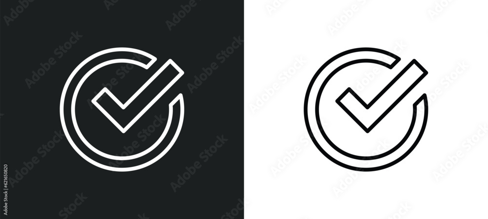 Poster confirm outline icon in white and black colors. confirm flat vector icon from arrows collection for 