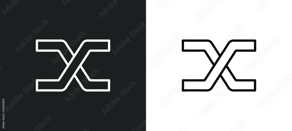 Poster suffle outline icon in white and black colors. suffle flat vector icon from arrows collection for we