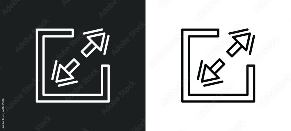 Poster resize outline icon in white and black colors. resize flat vector icon from arrows collection for we