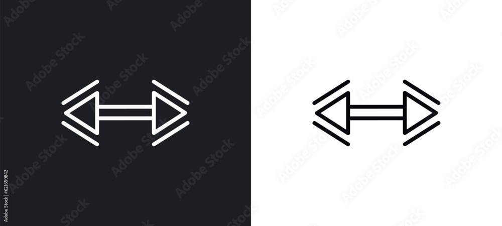 Poster horizontal resize outline icon in white and black colors. horizontal resize flat vector icon from ar