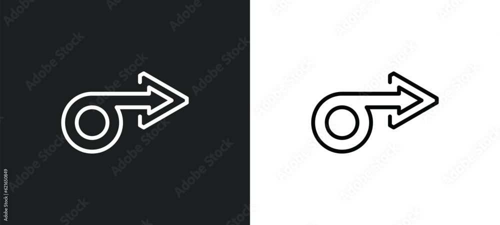 Poster loop arrows outline icon in white and black colors. loop arrows flat vector icon from arrows collect