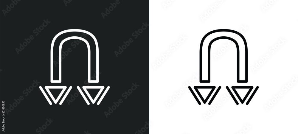 Poster double curve arrow outline icon in white and black colors. double curve arrow flat vector icon from 