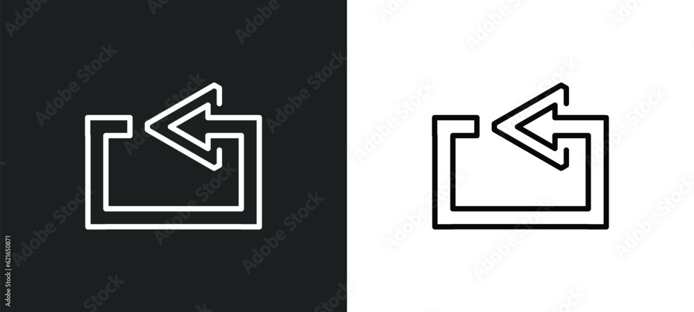 Poster looping arrow outline icon in white and black colors. looping arrow flat vector icon from arrows col