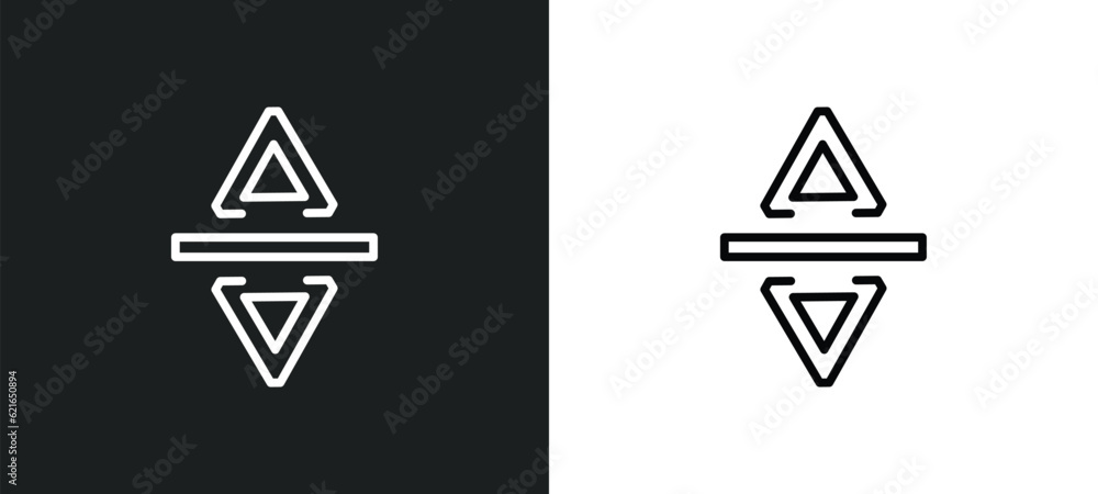 Poster vertical resize outline icon in white and black colors. vertical resize flat vector icon from arrows