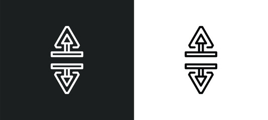horizontal split outline icon in white and black colors. horizontal split flat vector icon from arrows collection for web, mobile apps and ui.