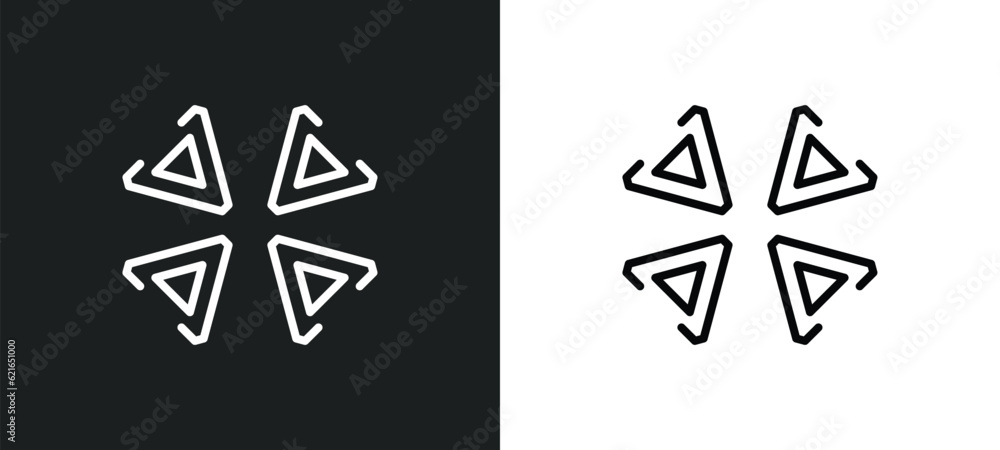 Poster minimize outline icon in white and black colors. minimize flat vector icon from arrows collection fo