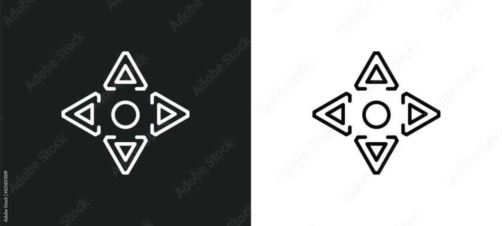 Poster move outline icon in white and black colors. move flat vector icon from arrows collection for web, m