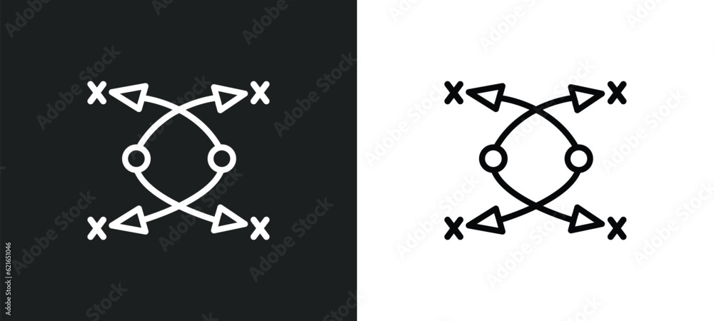 Aufkleber strategy outline icon in white and black colors. strategy flat vector icon from army collection for 