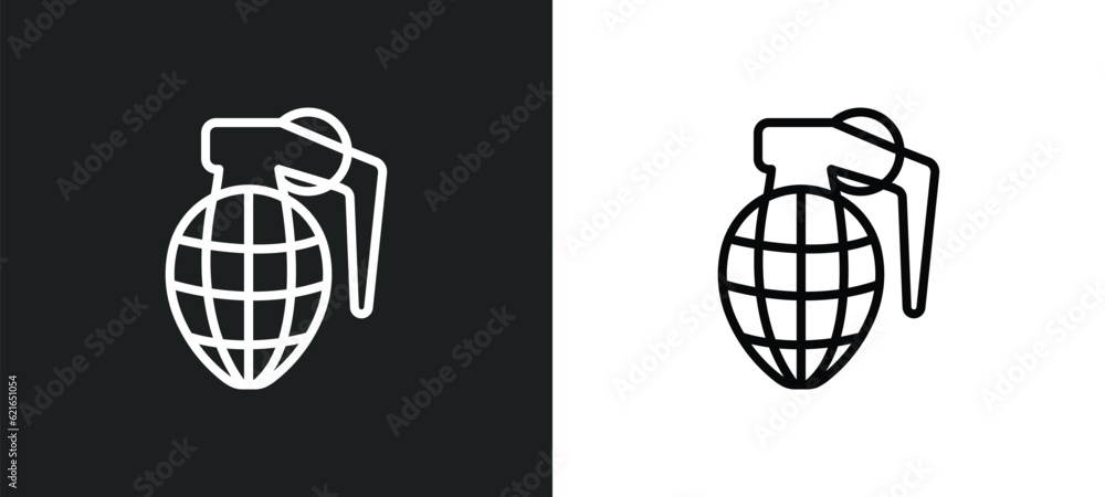 Poster explosive outline icon in white and black colors. explosive flat vector icon from army collection fo
