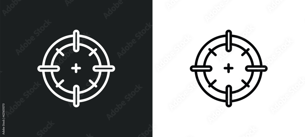 Aufkleber target outline icon in white and black colors. target flat vector icon from army collection for web,