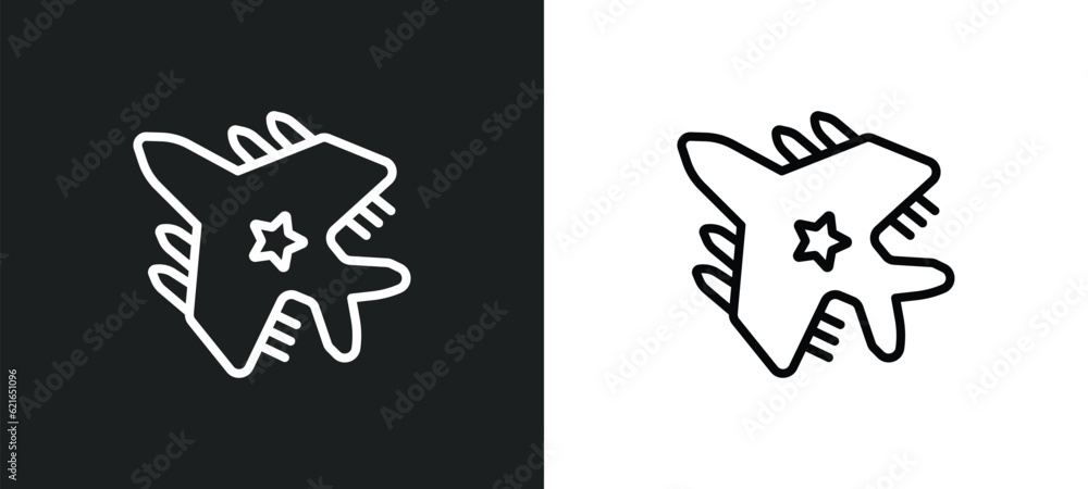 Poster plane outline icon in white and black colors. plane flat vector icon from army collection for web, m