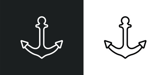 anchor outline icon in white and black colors. anchor flat vector icon from army collection for web, mobile apps and ui. © Digital Bazaar