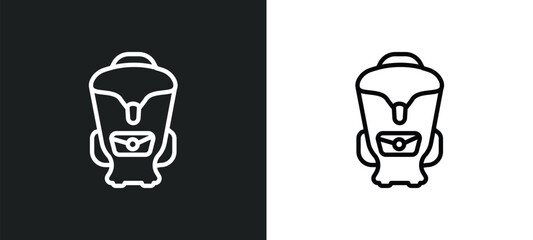 backpack outline icon in white and black colors. backpack flat vector icon from army collection for web, mobile apps and ui.