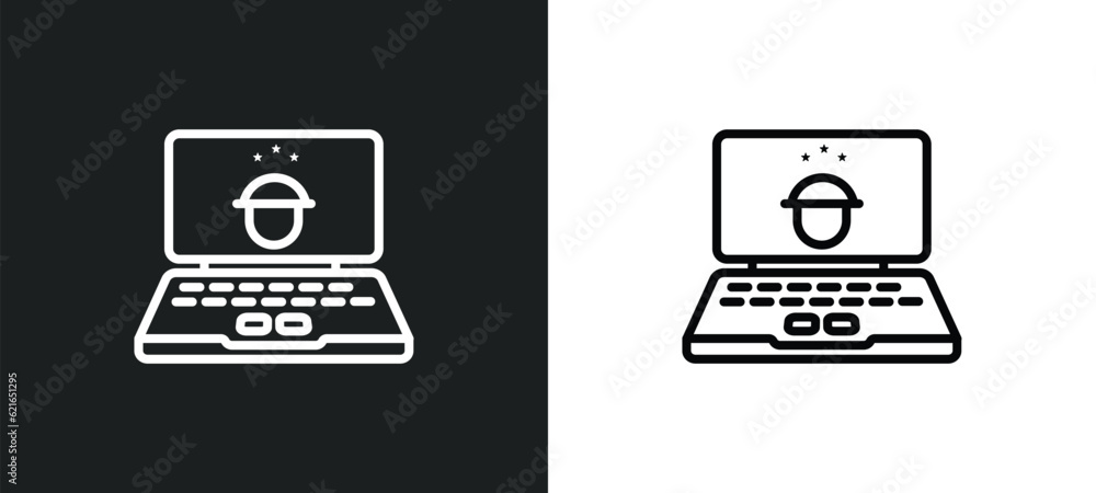 Aufkleber robber outline icon in white and black colors. robber flat vector icon from army collection for web,