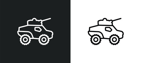 armored vehicle outline icon in white and black colors. armored vehicle flat vector icon from army and war collection for web, mobile apps and ui.