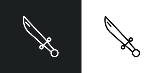 dagger outline icon in white and black colors. dagger flat vector icon from army collection for web, mobile apps and ui.