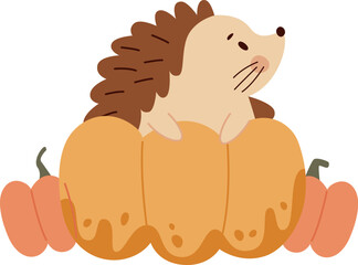 Hedgehog With Pumpkins