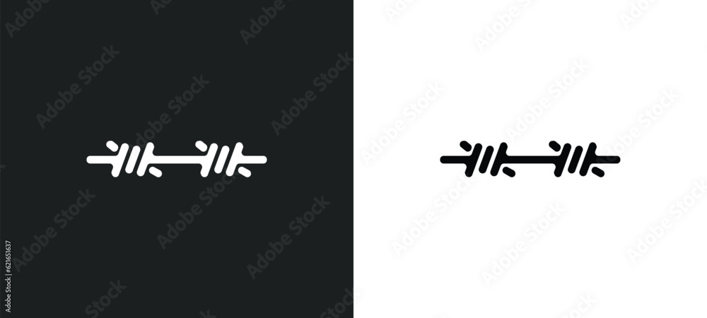 Poster barbed outline icon in white and black colors. barbed flat vector icon from army collection for web,