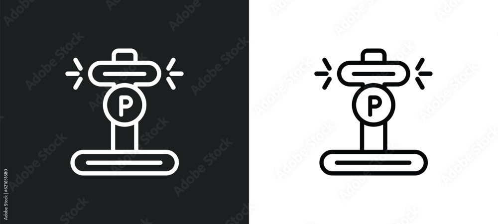 Poster parking lights outline icon in white and black colors. parking lights flat vector icon from architec