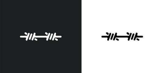 barbed outline icon in white and black colors. barbed flat vector icon from army collection for web, mobile apps and ui.