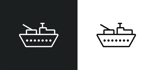 army boat outline icon in white and black colors. army boat flat vector icon from army collection for web, mobile apps and ui.