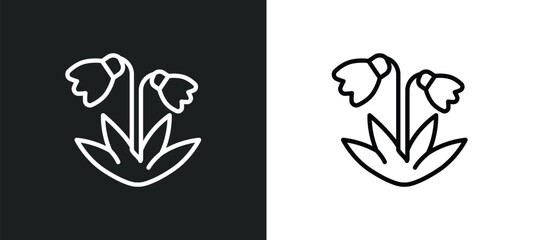 Fototapeta premium snowdrop outline icon in white and black colors. snowdrop flat vector icon from farming and gardening collection for web, mobile apps and ui.