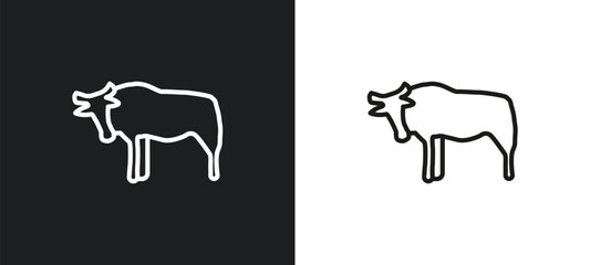 wildebeest outline icon in white and black colors. wildebeest flat vector icon from animals collection for web, mobile apps and ui.