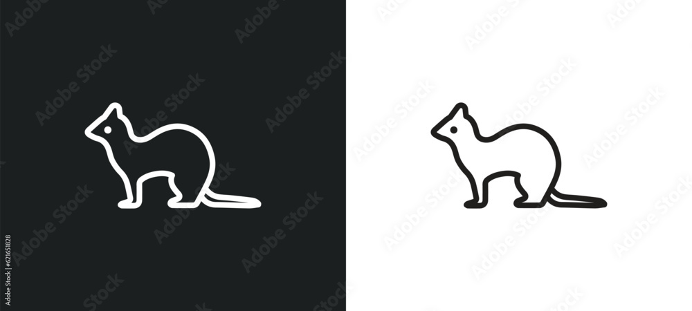 Poster weasel outline icon in white and black colors. weasel flat vector icon from animals collection for w
