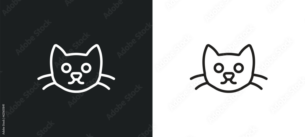 Poster kitten outline icon in white and black colors. kitten flat vector icon from animals collection for w